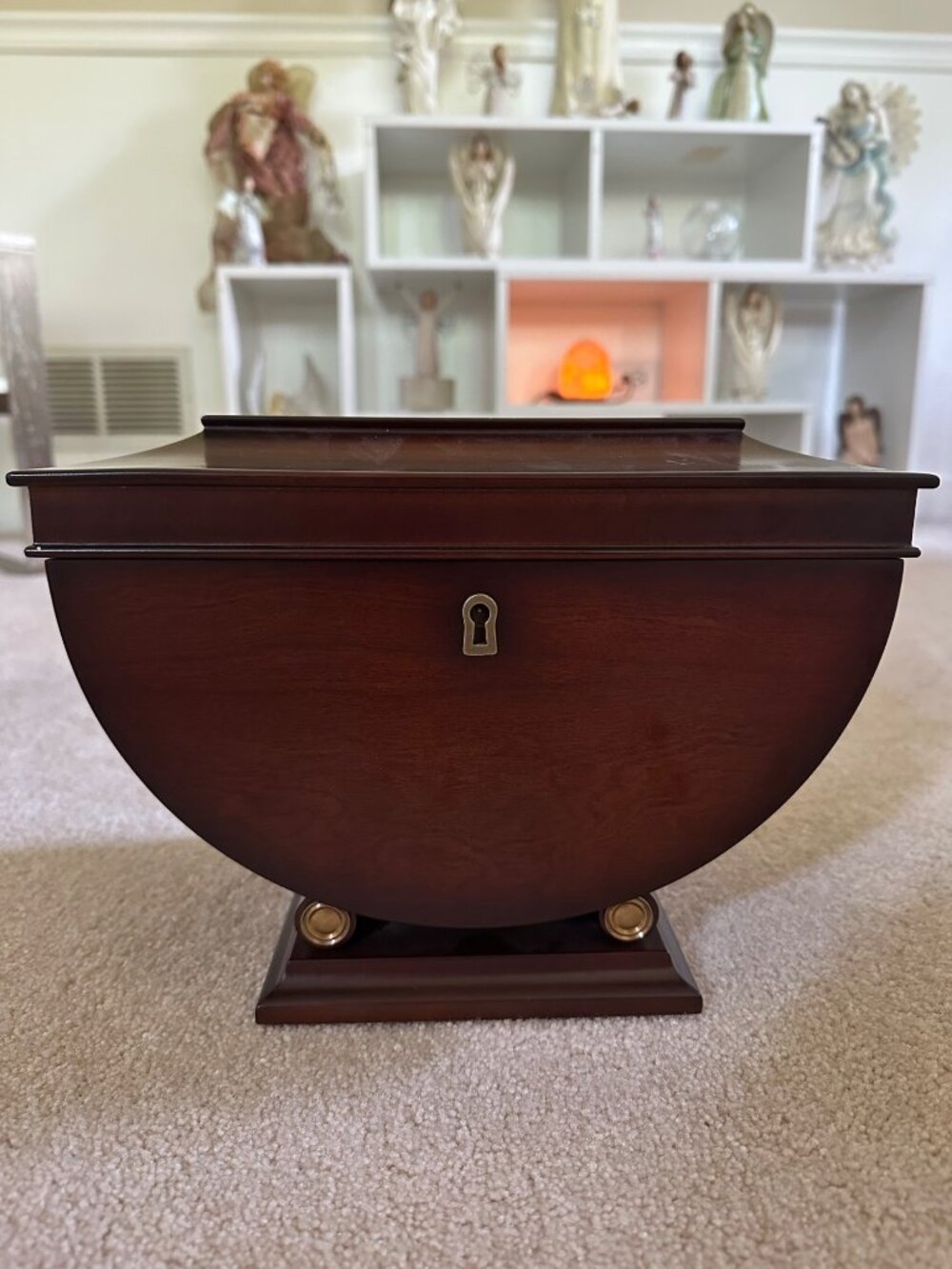 Elegant Wooden Jewelry Box With Lockable Lid & Decorative Base